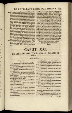 Caput XXI. De Defectu Territorii, Ærarii, Palatii Et Militis.
