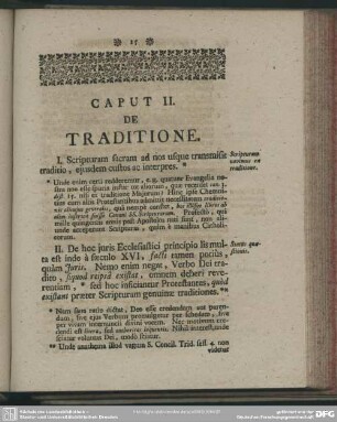 Caput II. De Traditione