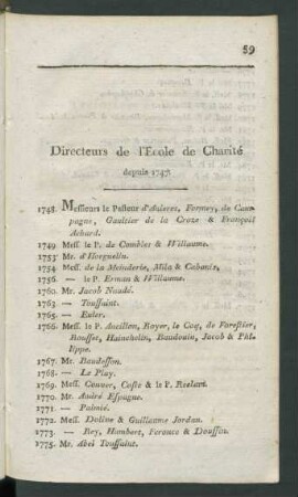 Directeurs de l'Ecole de Charité
