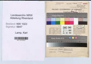 Entnazifizierung Karl Lamp , geb. 09.12.1892 (Rektor)
