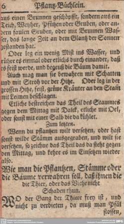 Wie man die Pflantzen, Stämme oder die Bäume verwahren soll, daß ihnen die die Thier, oder das Viehe nicht Schaden thun.