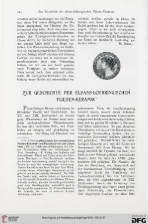 Zur Geschichte der Elsass-Lothringischen Fliesen-Keramik