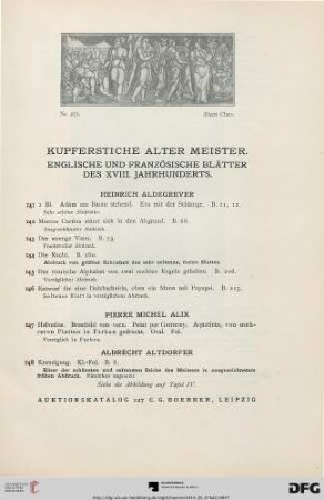 Kupferstiche alter Meister (Nr. 141-809)