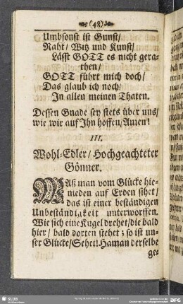 III. Die Unbeständigkeit des Glücks
