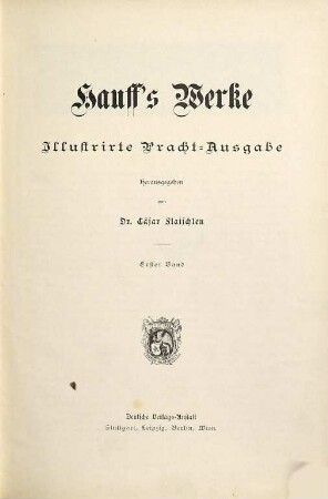 Hauffs Werke : illustrirte Prachtausgabe, 1