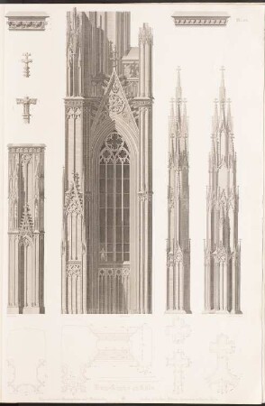 Ansicht, Risse und einzelne Teile des Domes von Köln: Ansicht Turmfenster, Strebepfeiler