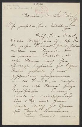 Brief an Oskar Eichberg : 26.03.1890