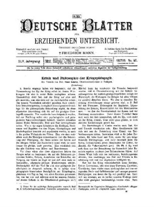 Kritik und Philosophie der Kriegspädagogik : (Fortsetzung)