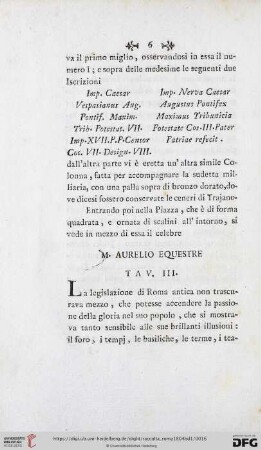 M. Aurelio Equestre Tav. III