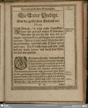 Die Ander Predigt. Von der geistlichen SeelenCur, Esa. 53.