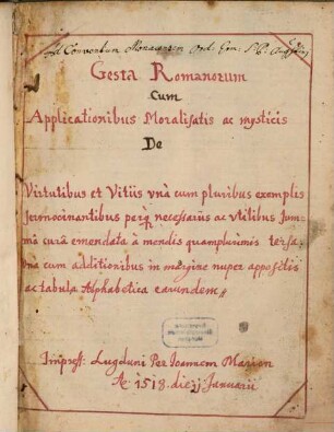 Gesta romanorum : cu[m] applicationibus moralisatis [et] mysticis