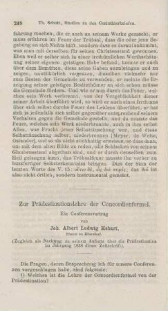 248-255 Zur Prädestinationslehre der Concordienformel : ein Conferenzvortrag