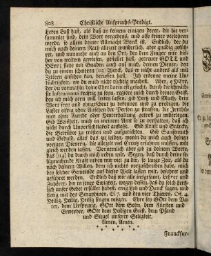 808-1008, Frankfurtisches Denkmaal, bestehend in vier Wiederholungs-Predigten, [...]
