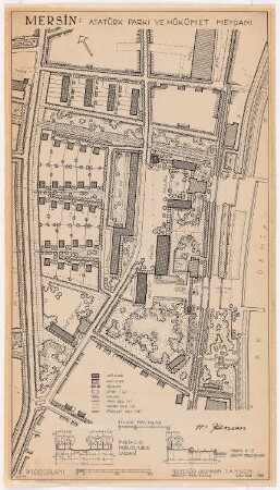 Bebauungsplan Mersin Atatürk-Park und Hükümet Meydani: Lageplan 1:1000, Straßenprofile 1:400