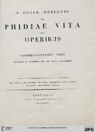 De Phidiae vita et operibus : commentationes tres