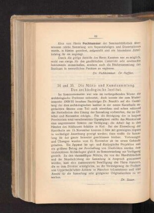 34. und 35. Die Münz- und Kunstsammlung. Das archäologische Institut.