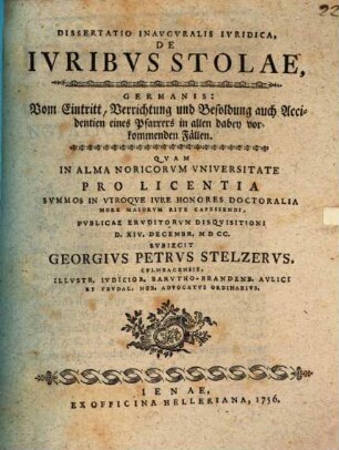 De iuribus stolae