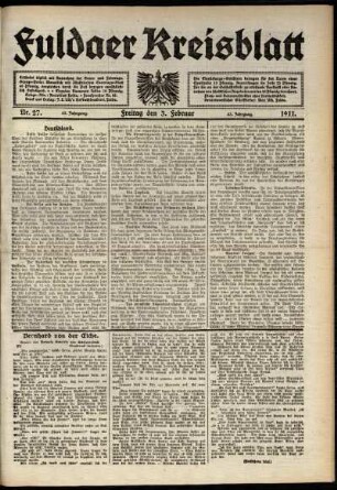 Ausgabe vom Freitag, den 03. Februar 1911.