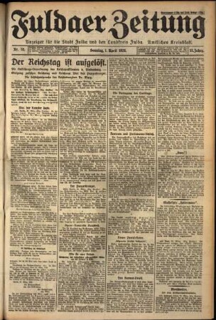 Erste Ausgabe vom Sonntag, den 01. April 1928.
