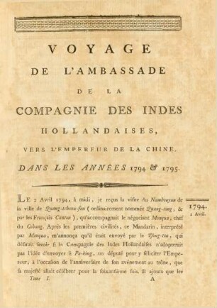 Voyage de l'ambassade de la Compagnie des Indes Hollandaises, ...