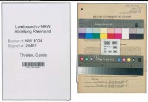 Entnazifizierung Gerda Thielen , geb. 20.12.1912 (Schneiderin)