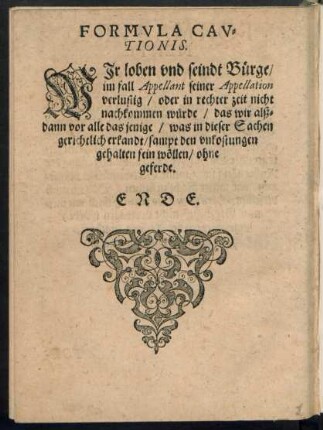 Formula Cautionis.