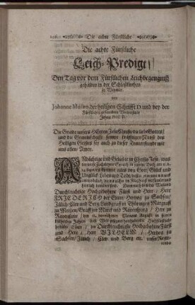 Die achte Fürstliche Leich-Predigt.
