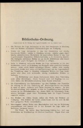 Bibliotheks-Ordnung.