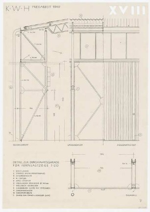 Studienarbeiten: Preisarbeit, Entwurf für Kraftwagenhof, Durchfahrtsgarage, Details, 1:20