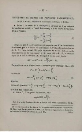 COMPLÉMENT DE THÉORIE DES POLYGONES HARMONIQUES.