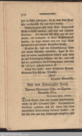 Acht und siebenzigster Brief