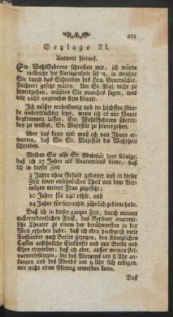 Beylage XI Antwort hierauf