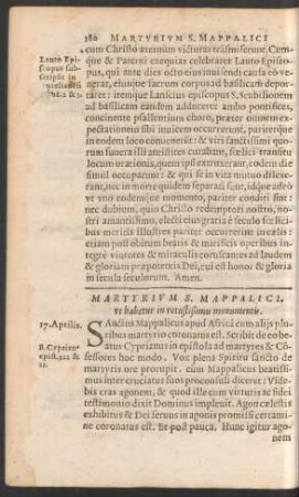 Martyrium S. Mappalici ...