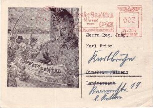 Postkarte der Bodensee-Rundschau (Rückseite Rechnung)