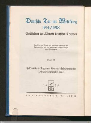 Titelblatt der Reihe - Deutsche Tat im Weltkrieg 1914/1918