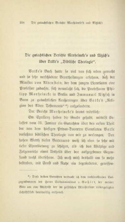 Die gutachtlichen Berichte Marheineke's und Nitzsch's über Vatke's "Biblische Theologie"