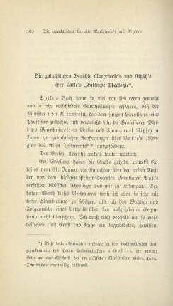Die gutachtlichen Berichte Marheineke's und Nitzsch's über Vatke's "Biblische Theologie"