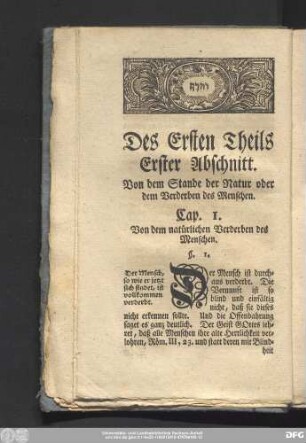 Cap. 1. Von dem natürlichen Verderben des Menschen.