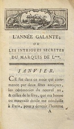 L' année galante ou les intrigues secrètes du marquis de L...