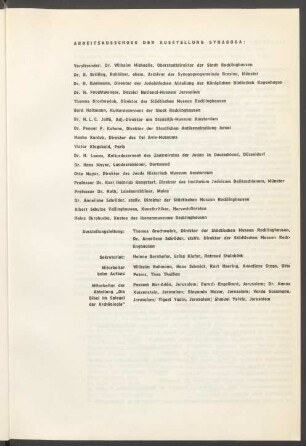 Arbeitsausschuss der Ausstellung Synagoga