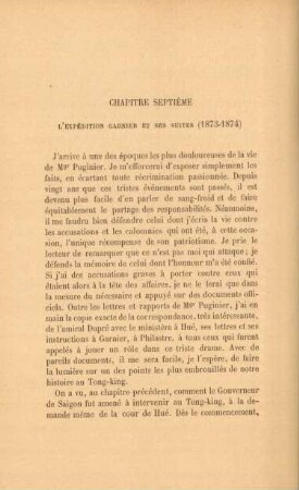 Chapitre septième. L'expédition Garnier et ses suites (1873-1874)