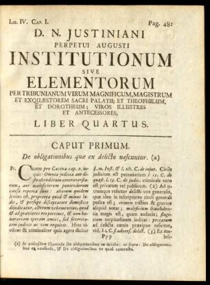 Caput Primum. De obligatinibus quae ex delicto nascuntur