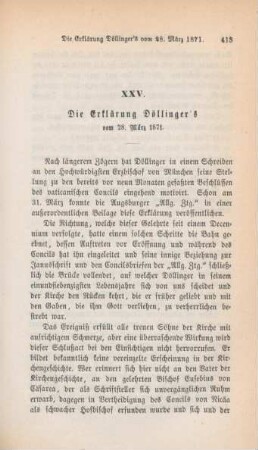413-434 Die Erklärung Döllinger's vom 28. März 1871