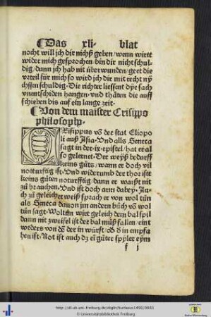 Von dem maister Crisippo philosopho