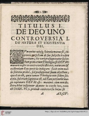 Titulus I: De Deo uno