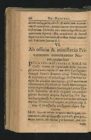 VI. Ab officio & ministerio Privatorum nominantur Naves, quales sunt.