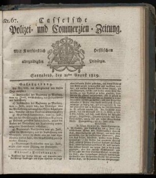 Nr. 67, Sonnabend, den 21sten August 1819