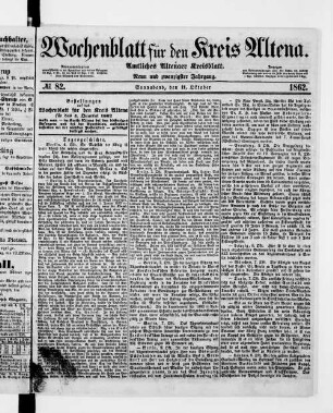 Wochenblatt für den Kreis Altena : amtliches Altenaer Kreisblatt