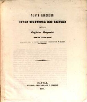 Nuove ricerche sulla struttura dei cistomi : lavoro letto nella R. Accademia delle Scienze e pubblicato nel 3. Quaderno del Rendiconto