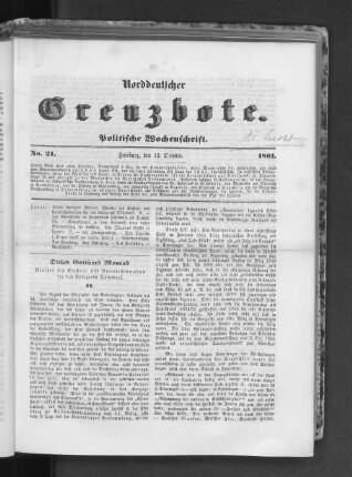 No. 21. Hamburg, den 13. October. 1861.